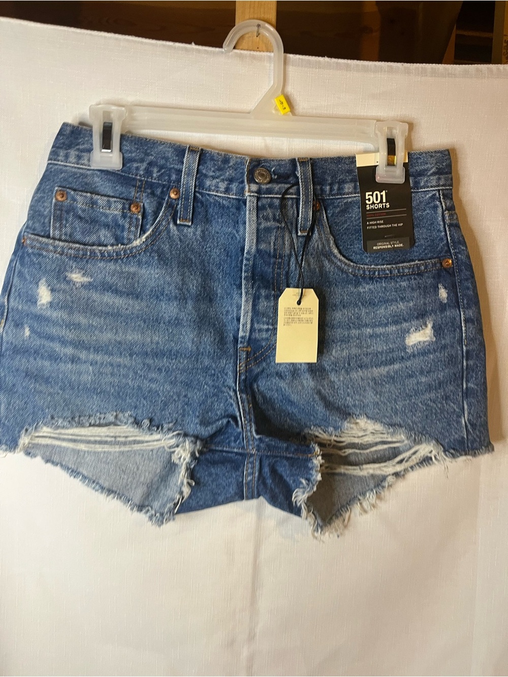 Levi's Distressed Cutoff Jean Shorts - Blue